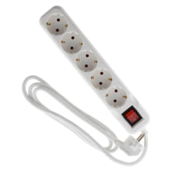 Zenitech Multiprise Schuko 5 prises avec interrupteur Blanc