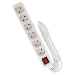 Bloc multiprise - ZENITECH - 6 prises Schuko - 16A - Câble H05VV-F 14m - Interrupteur lumineux