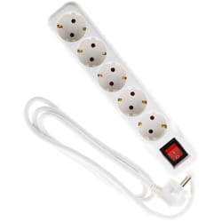 Zenitech - Multiprise Schuko + interrupteur 5x16A - 5m - Blanc