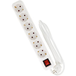 Zenitech - Multiprise Schuko + interrupteur 6x16A - 5m - Blanc