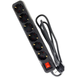 Zenitech - Multiprise Schuko + interrupteur 6x16A - 1,4m - Noir
