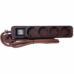 Caractéristiques de la multiprise Schuko 4x16A + interrupteur - marron - Zenitech : Modèle : multiprise Schuko Couleur(s) : m ...
