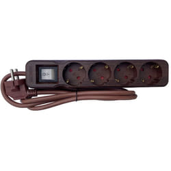Zenitech - Multiprise Schuko 4x16A + interrupteur - 1,4m - Marron