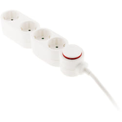 Multiprise Schuko 4x16A + interrupteur - 1,5m - Blanc - Zenitech