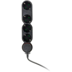 Zenitech - Multiprise Schuko 4x16A + interrupteur - 1,5m - Noir
