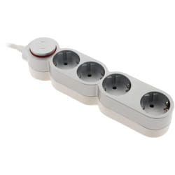 Zenitech - Multiprise Schuko 4x16A + interrupteur - 1,5m - Gris