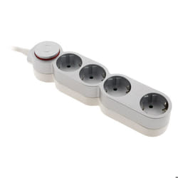 Multiprise + Interrupteur 4 Prises Schuko 16a - Gris Zenitech