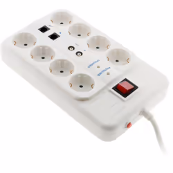 Caractéristiques du bloc multiprise 8 prises 2P+T Fax/Modem - blanc - Zenitech : Modèle : bloc multiprise Fax + Modem Couleur ...