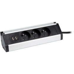 Zenitech - Multiprise d'angle 3 prises + 2 usb et support pour tablette - Blanc/Noir