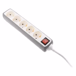 Multiprise 5 prises Schuko 16A + interrupteur - Gris - Zenitech