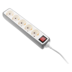 Multiprise 5 prises Schuko 16A + interrupteur - Gris - Zenitech