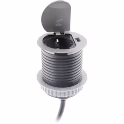 Caractéristiques de la prise encastrable Schuko + USB - Ø60mm - Otio : Modèle : prise encastrable Schuko Couleur(s) : gris Pu ...