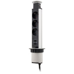 Otio - Multiprise encastrable Schuko 3x16A + 2 ports usb a - Blanc/Noir