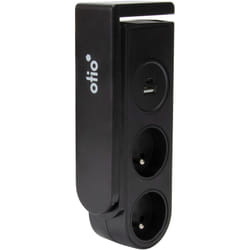Otio - Bloc multiprise Gekko clipsable - 2 prises + 2 ports usb - Noir