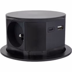Otio - Bloc multiprise encastrable 3 prises 16A 2P+T et 2USB - Noir