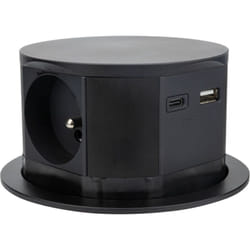 Otio - Bloc multiprise encastrable 3 prises 16A 2P+T et 2USB - Noir