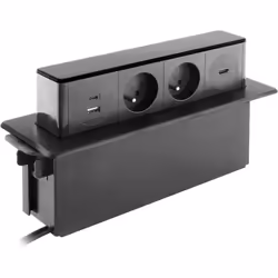 Otio - Bloc multiprise encastrable 2x 16A 2P+T + 2 ports usb Inox