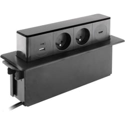 Otio - Bloc multiprise encastrable 2x 16A 2P+T + 2 ports usb Inox