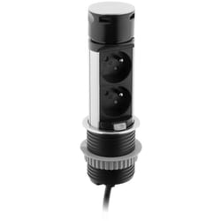 Bloc multiprise encastrable 2 prises 16A 2P+T + 2USB Ø60mm - Noir - Otio