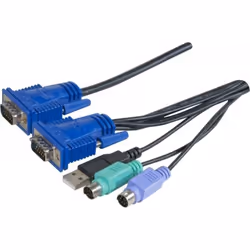 Dexlan 066303, 3 m, PS/2, USB, PS/2, VGA, Noir, Mâle