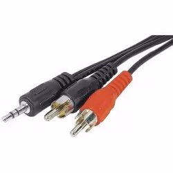 Dexlan 3.5mm-2x RCA M/M 10m, 3,5mm, Mâle, 2 x RCA, Mâle, 10 m, Noir