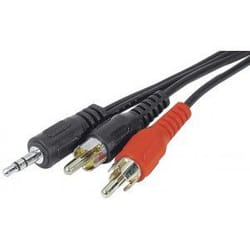 Dexlan 3.5mm-2x RCA M/M 5m câble audio 3,5mm 2 x RCA Noir