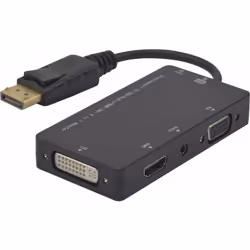 Hypertec 127377-HY, DisplayPort, DVI-D + VGA (D-Sub) + HDMI, Mâle, Femelle, Droit, Droit