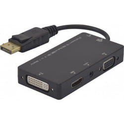 Hypertec 127377-HY câble vidéo et adaptateur DisplayPort DVI-D + VGA (D-Sub) + HDMI Noir