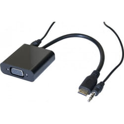 Hypertec 127856-HY câble vidéo et adaptateur 0,13 m HDMI Type C (Mini) VGA (D-Sub) + 3,5 mm Noir