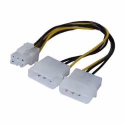 EXC 146691, Blanc, 0,2 m, 2 x Molex (4-pin), 1 x 6-pin PCI-Express, Mâle, Femelle