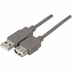 Dexlan 149384, 1 m, USB A, USB A, USB 2.0, Mâle/Femelle, Gris
