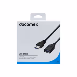 Dacomex 199024, 1,8 m, USB A, USB A, USB 3.2 Gen 1 (3.1 Gen 1), Noir