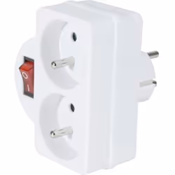 Bloc multiprise - DEXLAN - 2 prises - Blanc - Interrupteur - 16 A