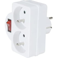 Bloc multiprise - DEXLAN - 2 prises - Blanc - Interrupteur - 16 A