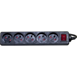 Multiprise 5 Prises Noire + Interrupteur - 1.5 M
