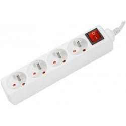 Multiprise 4 Prises Blanche + Interrupteur - 4 M