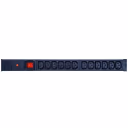 LOGON TUPS043, Commutable, 1U, Aluminium, Noir, 12 sortie(s) CA, Coupleur C13
