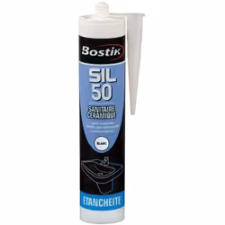 Mastic sanitaire - BOSTIK - SIL 50 - 310 mL - Blanc - Anti-moisissures - Silicone acétique