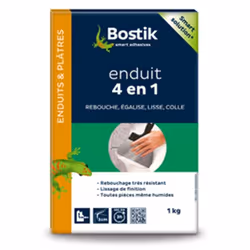 Rebouche jusqu'a 5 mm de profondeur Rebouchage très résistant Lissage de finition Prêt à l'emploi L'Enduit 4 en 1 Poudre Bost ...