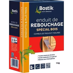 Enduit - BOSTIK - Rebouchage bois - Poudre 1kg - Intérieur/extérieur - Facile à peindre
