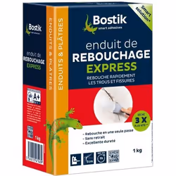 Enduit de rebouchage express - BOSTIK - poudre 1 Kg - Rebouche 3 fois plus vite - Intérieur/extérieur