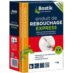 Enduit de rebouchage express - BOSTIK - poudre 1 Kg - Rebouche 3 fois plus vite - Intérieur/extérieur