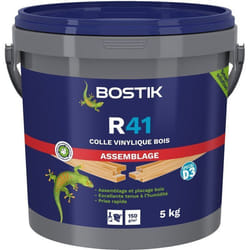 Colle bois - BOSTIK - R41 - Assemblage placage bois prise rapide - D3 intérieur extérieur abrité - 5 kg