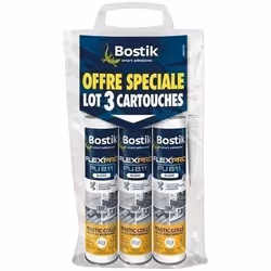 BOSTIK Lot de 3 Mastic colle flexpro PU811 - 300ml - Blanc
