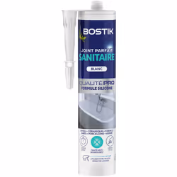 Mastic d'étanchéité Joint Parfait sanitaire blanc de Bostik, haute performance, qualité pro 100% silicone pour vos joints bla ...