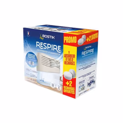 Absorbeur d'humidité Respire + 4 recharges de la marque BOSTIK. absorbeur qui couvre des surfaces de 25m²(2 pastilles). Fabri ...
