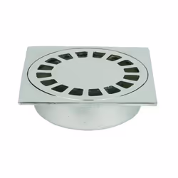 Présentation Siphon de sol laiton chromé 100×100 sortie verticale – douille PVC diam 32 – garde d’eau 8 mm – hauteur d’encast ...
