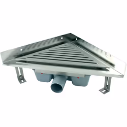 Présentation Caniveau inox Solusec angle avec grille inox ergonomique en angle, offrant un design raffiné. Dimensions : L270x ...
