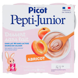 Picot Pepti-Junior Dessert Sans Lait Abricot Dès 6 Mois 4 Pots