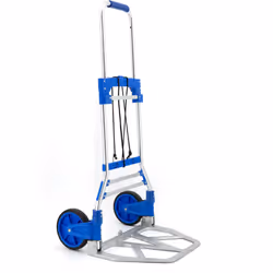 Diable pliable Chariot de transport reglable 90 Kg Caractéristiques du diable pliant : Couleur : Gris et Bleu Matière : Alumi ...